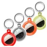 Compatible with AirTag Holder Case with Keychain, 4 Pack Shockproof & Anti-Scratch Protect Case for Airtag, GPS Tracker Accessories for Pet, Kids, Bags, Keysï¼4 Colorsï¼