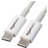 Amazon Basics USB-C to USB-C Fast Charger Cable, 480Mbps Speed, USB-IF Certified, for Fast Charging Apple iPhone 16/15, iPad, MacBook, Samsung Galaxy, Tablets, Laptops, 6 Foot, White