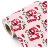 WRAPAHOLIC Funny 67 Christmas Wrapping Paper Roll - Mini Roll - 17 Inch x 16.5 Feet - Pink 67 Meme Christmas Wrapping Paper Six Seven and Santa Hat Design for Holiday, Teenage, Best Friend