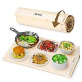 Warming Mat for Food, Food Warming Mat,Electric Warming Tray for Buffets, Fast Heating Silicone Food Warming Mat for for Countertop Parties Home Travel Gatherings Blue, Beige