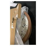 Topkey 12 Inch Silent Wall Clock with Wooden Hour and Minute Hands - Round Wood-Like Frame & White Dial for Home Office Kitchen Decor - Wooden Brown