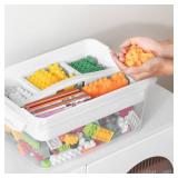 CraftGenes Craft Storage Box with Removable Tray, 20 QT Clear Plastic Organizer with Lids, White Playdoh Storage Containers for Crafts Supplies, Tools, Puzzles
