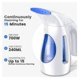 HiLIFE Steamer for Clothes, Portable Handheld Clothing Steamer, 240ml Big Capacity, 700W, Strong Power, Fabric Quick Wrinkle Remover with Brush for Home, Office, Travel (ONLY 120V) -Blue