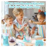 Kitchen Appliances Toys, Kids Play Kitchen Accessories Set, Pretend Kitchen Toys for Kids Ages 4-8, Coffee Maker, Mixer, Toaster with Realistic Lights & Sounds, Gift for Girls Ages 3+