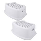 Step Stool for Kids (2 Pack), Toddlers Stool for Potty Training, Bathroom, Kitchen, Bedroom, Toy Room and Living Room. Toilet Stools with Soft Anti-Slip Grips for Safety, Stackable (Grey)