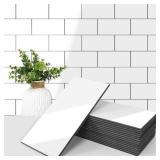 Art3d 102-Piece Peel and Stick Wall Tile for Kitchen Backsplash, Bathroom, Fireplace, 3in. Ã 6in. Stick on Subway Tile, Glossy White