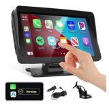 Podofo Portable Car Stereo Wireless Carplay Android Auto,7 Inch Touch Screen Car Radio with Bluetooth Hands-Free/Mirror Link/Maps Navigation/Voice Control/TF Card/AUX,for Cars, Trucks, SUVs