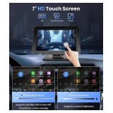 Podofo Portable Car Stereo Wireless Carplay Android Auto,7 Inch Touch Screen Car Radio with Bluetooth Hands-Free/Mirror Link/Maps Navigation/Voice Control/TF Card/AUX,for Cars, Trucks, SUVs
