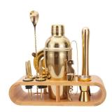 JNWINOG 12Pcs-Cocktail Shaker Set Stainless Steel Bartending Kit 18.6oz Cocktail Bar Set Cocktail Mix Drink Making Kit Professional Bar and Home Drink Bar Tools for Bartender(Gold, 12Pcs)