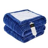 Qieryun Heated Blanket Electric Throw, Soft Flannel Heating Blanket with 8 Hours Auto Off 10 Fast Heating Levels Machine Washable Sherpa Heated Blanket with Overheating Protection