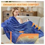 Qieryun Heated Blanket Electric Throw, Soft Flannel Heating Blanket with 8 Hours Auto Off 10 Fast Heating Levels Machine Washable Sherpa Heated Blanket with Overheating Protection