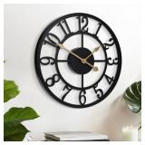 LEIKE Arabic Numeral Wall Clock 12IN Battery Operated Black, Silent Non Ticking, Wall Clocks for Living Room Decor, Small Classic for School, Office, Home, Kitchen, Bedroom