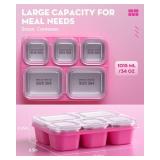 BiuLeon Snackle Box Containers, Stainless Steel 5 Compartments Divided Serving Tray with Lid, Removable LeakProof Portable Bento Box for Fruit Candy Nuts Food - School, Picnic and Travelï¼Pinkï¼