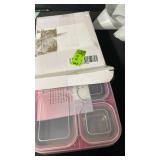 BiuLeon Snackle Box Containers, Stainless Steel 5 Compartments Divided Serving Tray with Lid, Removable LeakProof Portable Bento Box for Fruit Candy Nuts Food - School, Picnic and Travelï¼Pinkï¼