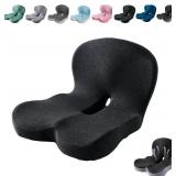 Kurbetts Celinva Orthopedic Cushion,Ergonomic Memory Foam L-Shaped Integrated Seat Cushions with Adjustable Strap,Ultra Breathable Non-Slip Design for Office Chair,Car,Wheelchair (Black)