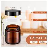 Norme 24 Pcs 4 oz Glass Jars with Lids Leakproof Round Airtight Empty Cosmetic Jars with Inner Liners Lid for Storing Lotions Powder Ointments Candle Making Tins (Black,Amber)