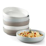 HaWare Pasta Bowls Set of 6, 33oz Large Salad Bowls for Home Kitchen, Ceramic Serving Plates for Soup, Cereal, Scratch-resistant Wide and Shallow Dinner Bowl, Microwave & Dishwasher Safe, Multicolor