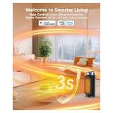 Smart Space Heater, 1500W PTC Heater with Wifi/App/Alexa/Google Voice Control for Indoor Use, Heats & Cools 2 in 1 Eco Heater for Home Office Bedroom Living Room Bathroom Nursery Apartment