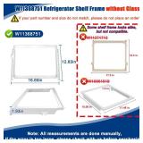W11368751, W10905531 Refrigerator Shelf Frame(no glass) Compatible with whirlpool, kenmore, amana, maytag and ikea (some models), Crisper Drawer Cover Frame Replacement: W10904001, AP6888387, 4929301