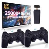 Retro Game Console, Wireless Retro Console, Plug & Play Video TV with 25000+ Built-in, 4K HDMI Output, and 2.4GHz Wireless Controller, 9 Classic Emulators