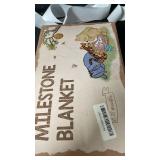 Classic Winnie Bear Baby Monthly Milestone Blanket, Neutral Vintage Bear Quotes Soft Flannel Milestone Blanket with Gift Box Holiday Signs Felt Marker for Winnie Nursery Decor Baby Stuff 60 x 40Inch