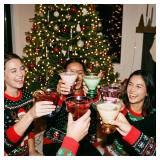 ColoVie Martini Glasses Set of 6 - Cocktail Glasses - 8oz Stemless Margarita, Bar, Dessert Glass - Colored Liquor Drinking Glassware - Cosmo, Manhattan, Espresso Martini - Cocktail Party Gift for Her