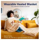 Electric Wearable Heated Blanket with Foot Pocket, Heated Blanket Wearable with Sleeves for Sofa, Flannel & Sherpa Electric Throw Blanket, 10 Heat Settings & 2-8H Auto Shut-Off, 50*70\"+18\", Beige
