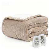 Heated Blanket Electric Blanket Queen Size 84\"x90\" Fast Heating Electric Blanket with Dual Control 10 Heat Levels & 10 Hours Auto-Off Overheat Protection Cozy Soft Flannel Heated Throw Blanket