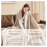 Heated Blanket Electric Blanket Queen Size 84\"x90\" Fast Heating Electric Blanket with Dual Control 10 Heat Levels & 10 Hours Auto-Off Overheat Protection Cozy Soft Flannel Heated Throw Blanket
