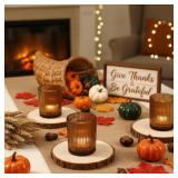 36pcs Amber Votive Candle Holders Thanksgiving Table Decor, Glass Small Tea Lights Candle Holders for Table Centerpiece for Home Decor Party Fall Boho Decor(36,Amber)