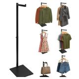 koretech Standing Clothes Rack, 21\" - 36\" Height Adjustable Clothes Hanger Rack Stand, Metal Clothes Rack, Clothing Display Rack, Garment Display Stand for Thrift Shops and Retail Store, Black, 1Pac