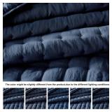 WDCOZY Navy Blue Queen Size Quilt Bedding Sets with Pillow Shams, Lightweight Soft Bedspread Coverlet, Quilted Blanket Thin Comforter Bed Cover, All Season Summer Spring, 3 Pieces, 90x90 inches