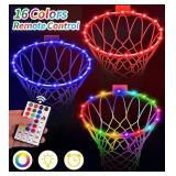 LED Basketball Hoop Light, Waterproof Super Bright Basketball Rim Lights,Remote Control 16 Colors and 7 Lighting Flicker Change, for Night Outdoor Basketball Games and Gifts for Boys