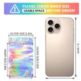 Funfery 100 pc Mylar Holographic Bags Packaging Bags,2.4x3.9in Clear Resealable Smell Proof Bag Foil Pouch Bag for Party Favor,Food Storage Baggies Packaging for Small Business
