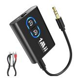 1Mii Bluetooth 5.3 Transmitter Receiver for TV to Wireless Headphones, Dual Link aptX Adaptive/Low Latency/HD Audio, Aux Bluetooth Audio Receiver Adapter for Home Stereo, Airplane, Boat, Gym