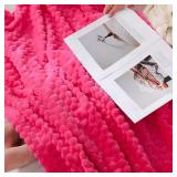 Puncuntex Hot Pink Throw Blanket 50\"Ã60\" inches Gifts for Mom Fuzzy 3D Jacquard Decorative Flannel Fleece Super Soft Plush Cozy Blanket for Couch Sofa Chair Lightweight