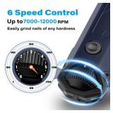 Casfuy 6-Speed Dog Nail Grinder - Newest Enhanced Pet Nail Grinder Super Quiet Rechargeable Electric Dog Nail Trimmer Painless Paws Grooming & Smoothing Tool for Large Medium Small Dogs (Blue)