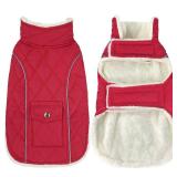 Malier Dog Winter Coat, Windproof Dog Cold Weather Coats with Real Pocket, Winter Extra Warm Pet Coat Fleece Jacket Reflective Clothes for Small Medium Large Dogs and Puppy (Red, Medium)