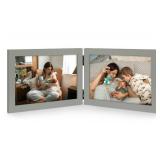 JD Concept Double 4x6 Horizontal Combo, Grey Wood Picture Frame, 3.5x5.5 Opening Foldable Landscape View Photo Frame on Table-top or Wall