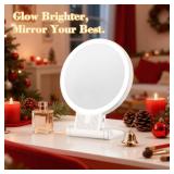 Auxmir 1X/30X Magnifying Mirror with Light, Double Sided Makeup Mirror with Adjustable 3 Color Light, 2000mAh Rechargeable Lighted Magnifying Mirrors with Tweezer, Foldable Travel Mirror with Rotation