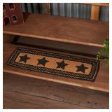 VHC Brands Farmhouse Primitive Jute Black Thanksgiving Stair Tread Stencil Stars Rect Latex 8.5\"x27\"