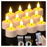 PChero 12 Pack Rechargeable Flameless Candles with Remote Timer, Battery Operated Tea Lights Candles,LED Flickering Tealights Candles for Home Wedding Halloween Fall Christmas Decor