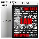 Biufo Positive Affirmation Canvas Wall Art Poster, Inspirational Quotes Picture Decor, Bedroom Office Living Room Wall Decor (10L x 8W, Framed)