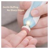 Fansidi Upgraded Baby Nail Trimmer Electric | Easy & Safe Baby Nail File, Precise 4-Stage Gentle Nail Buffer + Nail Clippers for Newborn to Toddler, with 18 Grinding Heads & Soft LED Light, Blue