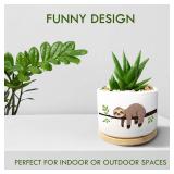 Jutasty Cute Sloth Gifts for Women Men Friend, Sloth Succulent Plant Pot, Ceramic Cactus Flower Planter Gifts, Sloth Lover Gifts, Sloth Planer for Office Desk Table Shelf Decor, C (No Plants)