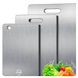 UFJEG Titanium Cutting Board, 3 PCS Titanium Cutting Boards for Kitchen, Non Toxic, Double-Sided Food Grade Chopping Board for Outdoor Camping(15.6\" x 11\", 13\" x 9.3\", 11.8\" x 7.8\")