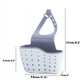 EC ELEGANTCHARM Kitchen Sink Caddy Sponge Holder Silicone Plastic Soap Holder Hanging Ajustable Strap Faucet Caddy with Drain Holes for Drying