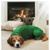 Geyecete Dog Drying Coat - Super Absorbent Pet Dog Cat Bath Robe Towel, Microfibre Fast Drying Towel, Luxuriously Soft - Green - L