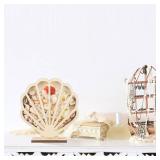 CroBlissful Wooden Seashell Display Case with Acrylic Window, Seashell Display Box Decorative Shadow Box for Sea Glass Agates Shark Teeth Starfish Trinket, Room and Bedroom Decor