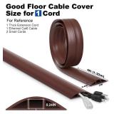LZEOY 4FT Cord Cover Floor, Extension Brown Cord Hider Floor, Power Cable Cover Cord Protector, Soft PVC Wire Covers for Cords, Cable Management Hide Cords - Cavity: 0.47\" (W) x 0.24\" (H)